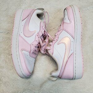 Nike Court White Pink Low Top Sneakers Kid Boy Girl 3.5 Y Classic Preppy School